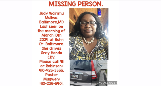 Kenyan Woman, Judy Mliwa, Reported Missing in Baltimore, Maryland